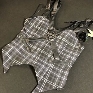 Killstar Black and Gray Plaid Blouse
